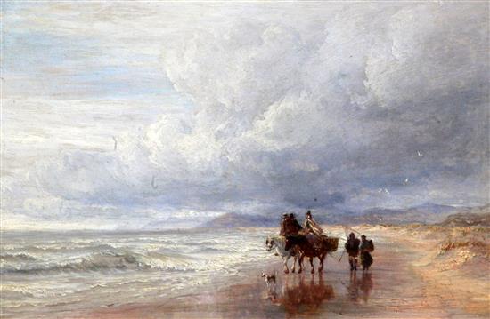 Charles Thomas Burt (1823-1902) Seaweed gatherers along the shore, 10 x 15in.